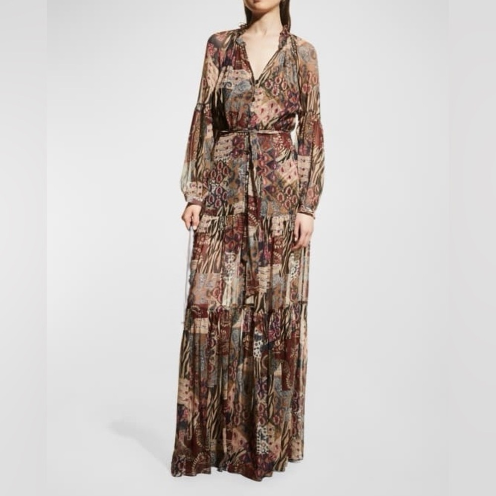 Veronica Beard Multicolor Long Sleeve Maxi Dress |The Dress has Flaws See Photos